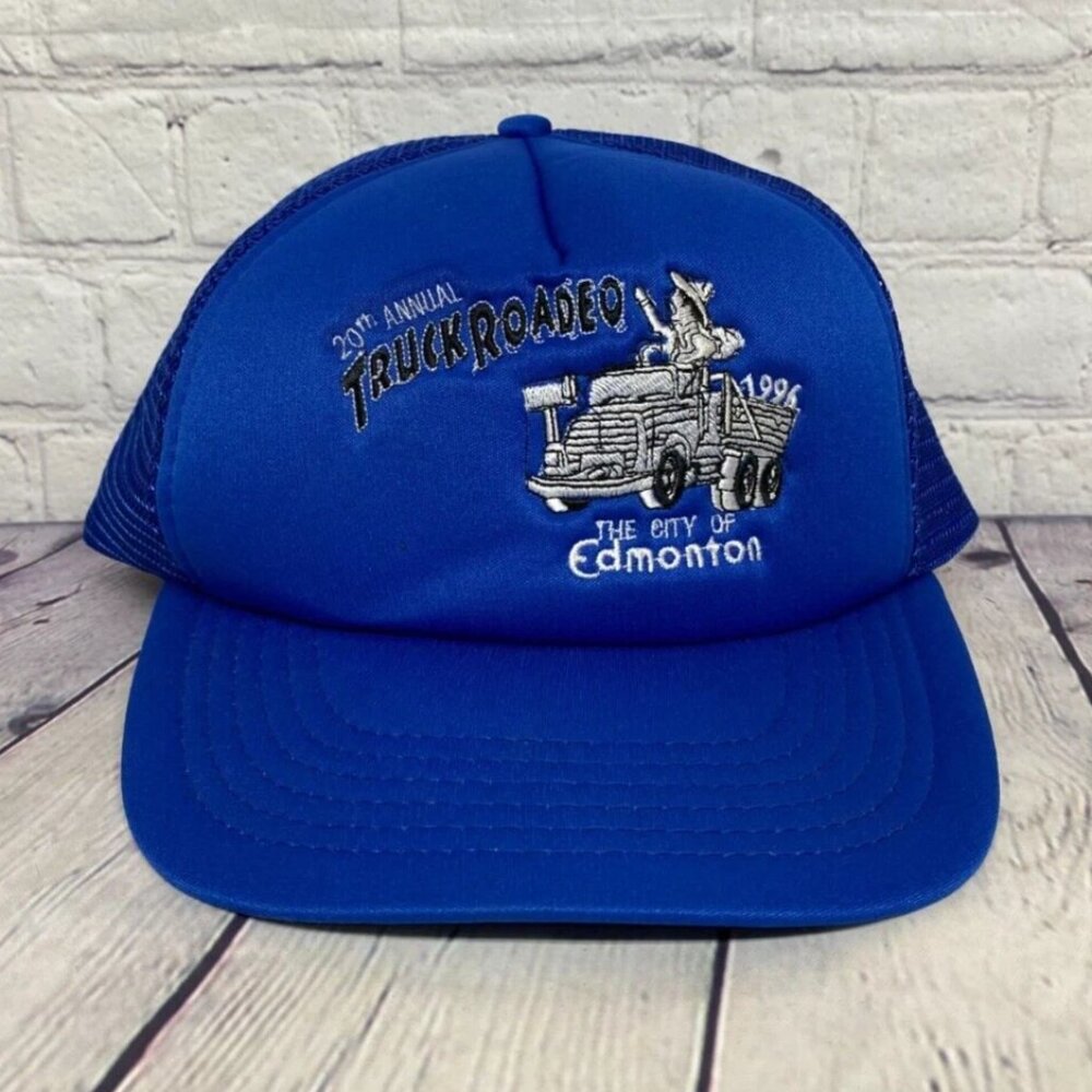 Vintage 20th Annual Truck ROADEO Edmonton 1996 Trucker Hat Mesh Cap Embroidered